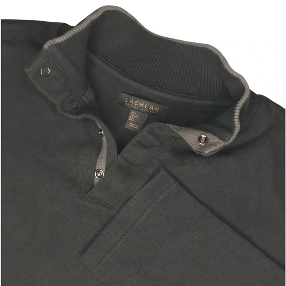 Lachlan British Inspired- Black Ribbed Pullover with 4 Snaps at neck line - Picture 1 of 5